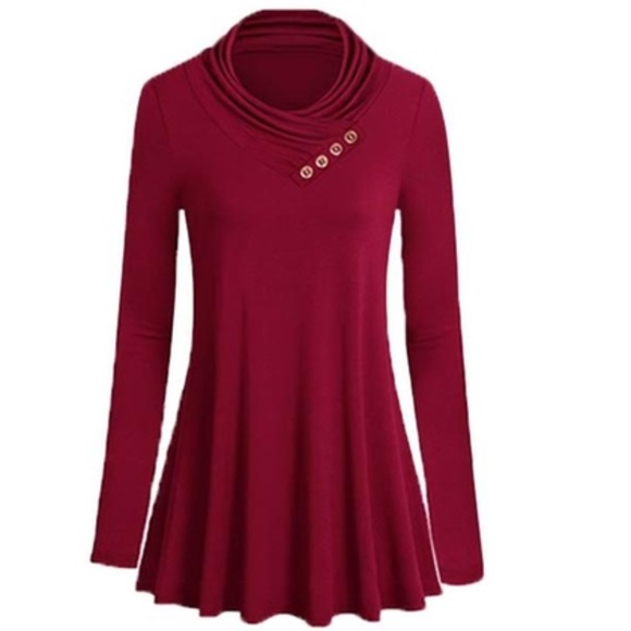 Leo Rosi Tops - Leo Rosi Women’s Michelle Button Tunic - Red